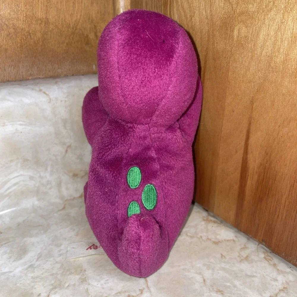 Vintage 1997 Gund Lyons Group Tiny Barney Purple Dinosaur Beanbag Plush 7